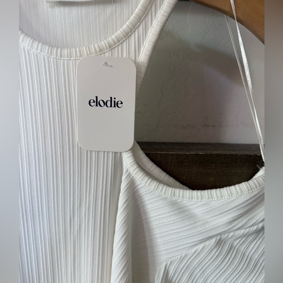 Elodie|White Ribbed Women's one shoulder cut-out Dress,minimalist style•••NWT - Picture 7 of 11